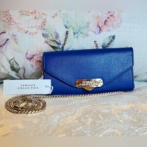 NWT Versace Collection Women's Crossbody Bag with gold chain. NWT New condition